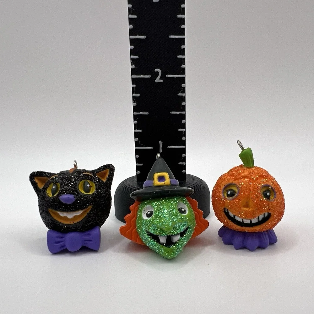 Hallmark Halloween Mini Ornaments Lot of 6 Vintage Cuties Lil Hoot Tiny Toad Bat